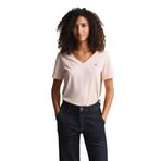 GANT Kadın Pembe V Yaka Regular Fit Logolu T-Shirt