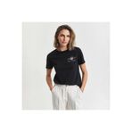 Gant Kadın Siyah Regular Fit Bisiklet Yaka Logolu T-shirt