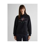 Gant Kadın Siyah Relaxed Fit Kapüşonlu Logolu Sweatshirt
