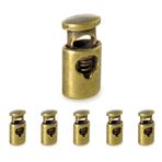 Ganzoo Asil gümüş metal set - kordon durdurucu/kordon kelepçesi (düz şekil/1 delik) halatlar, ceketler vb. için. Metal, marka (5'li set, bronz)