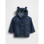 Gap Bebek Koyu Mavi Ultrasoft Denim Kapüşonlu Ceket - 0 - 3 Ay