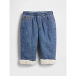 Gap Bebek Mavi Sherpa Astarlı Pull-On Barrel Jean Pantolon - 0 - 3 Ay