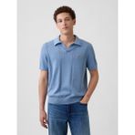 GAP Erkek Açık Mavi Relaxed Johnny Yaka Pointelle Triko Polo T-Shirt