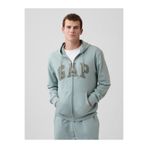 GAP Erkek Açık Yeşil Relaxed Logo Fransız Havlu Kumaş Fermuarlı Sweatshirt