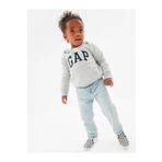 GAP Erkek Bebek Açık Gri Logo Kapüşonlu Sweatshirt