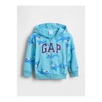 GAP Erkek Bebek Açık Mavi Relaxed Logo Fransız Havlu Kumaş Fermuarlı Sweatshirt