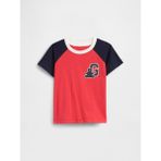Gap Erkek Bebek Kırmızı Colorblock Brannan Bear Grafik Baskılı T-Shirt - 5 Yaş