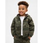 Gap Erkek Bebek Koyu Yeşil Sherpa-Lined Kamuflaj Kapüşonlu Denim Ceket - 6 - 12 Ay
