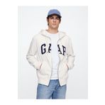 GAP Erkek Beyaz Logo Fermuarlı Fransız Havlu Kumaş Sweatshirt