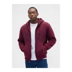 GAP Erkek Bordo Relaxed Logo Sherpa Astarlı Fermuarlı Sweatshirt