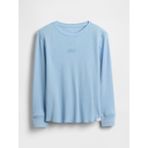 Gap Erkek Çocuk Açık Mavi Gap Mini Logo Waffle-Knit T-Shirt - XL