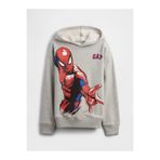 GAP Erkek Çocuk Gri Marvel Spider-Man Relaxed Grafik Baskılı Kapüşonlu Sweatshirt