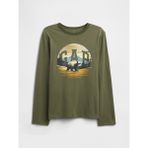 Gap Erkek Çocuk Haki Grafik Baskılı T-Shirt - Yeşil