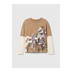 GAP Erkek Çocuk Kahverengi Grafikli Relaxed T-Shirt
