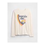 GAP Erkek Çocuk Kırık Beyaz Grafik Baskılı T-Shirt