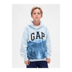 GAP Erkek Çocuk Mavi Grafik Baskılı Logo Sweatshirt