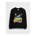 GAP Erkek Çocuk Siyah Bisiklet Yaka Grafik Sweatshirt