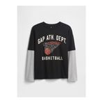 GAP Erkek Çocuk Siyah Relaxed Grafik Baskılı T-Shirt