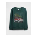 GAP Erkek Çocuk Yeşil Bisiklet Yaka Grafik Sweatshirt