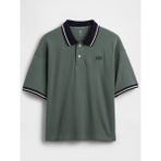 Gap Erkek Çocuk Yeşil Oversized Gap Logo Pique Polo T-Shirt - 2XL