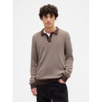 Gap Erkek Kahverengi Relaxed Textured Polo Kazak Gömlek