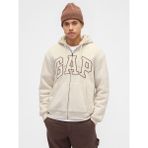Gap Erkek Krem Relaxed Gap Logo Sherpa Astarlı Fermuarlı Sweatshirt - XS
