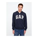 GAP Erkek Lacivert Logo Fermuarlı Fransız Havlu Kumaş Sweatshirt