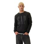 GAP Erkek Logo Polar Crew Sweatshirt, Siyah, S