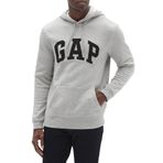 GAP Erkek Logolu Polar Kapüşonlu Sweatshirt, Açık Funda Grisi, L
