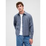 Gap Erkek Mavi Relaxed Crop Straight-Hem Oxford Gömlek - 2XL