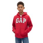 GAP Erkek Rahat Logo Tam Fermuarlı Sweatshirt, Modern kırmızı 1, XS