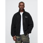 GAP Erkek Siyah Gap Logo Arctic Fleece Fermuarlı Ceket