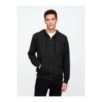 GAP Erkek Siyah Logo Fermuarlı Fransız Havlu Kumaş Sweatshirt