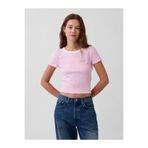 GAP Kadın Açık Pembe Ribbed Logo Baby Crop T-Shirt