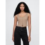 Gap Kadın Bej Crop Fitilli Atlet - XL