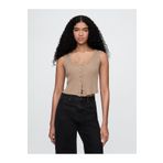 GAP Kadın Bej Crop Fitilli Atlet