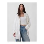 GAP Kadın Beyaz 100% Pamuk Oversized Fringe Shawl Hırka
