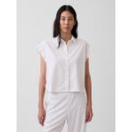 Gap Kadın Beyaz Keten Karışımı Oversize Gömlek - XL