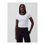 GAP Kadın Beyaz Ribbed Logo Baby Crop T-Shirt