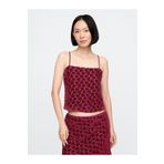 GAP Kadın Bordo Kadife İşlemeli Crop Bluz