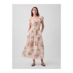 GAP Kadın Çok Renkli Floral Voile Smocked Maxi Elbise