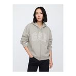 GAP Kadın Gri Logo Fleece Fermuarlı Sweatshirt