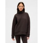 Gap Kadın Kahverengi Gapfit Karo Desenli Jakarlı Triko Funnel-Neck Sweatshirt - M