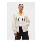 GAP Kadın Kırık Beyaz Gap Logo Relaxed Fleece Fermuarlı Sweatshirt