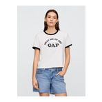 GAP Kadın Kırık Beyaz Logo Crop T-Shirt