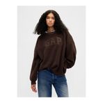 GAP Kadın Koyu Kahverengi Sherpa Logo Tunik Sweatshirt