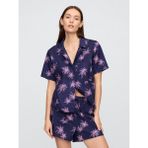 Gap Kadın Koyu Mavi Gapbody Poplin Kısa Kollu Pijama Üstü