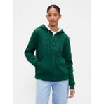 Gap Kadın Koyu Yeşil Relaxed Gap Logo Sherpa-Astarlı Fermuarlı Sweatshirt