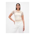 GAP Kadın Krem Çiçek Desenli Dantel T-Shirt