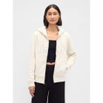 Gap Kadın Krem Relaxed Gap Logo Sherpa-Astarlı Fermuarlı Sweatshirt - 2XL